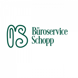 Logodesign für "Büroservice Schopp". Bildmarke bildet einen Gesamtbild des Buchstabens "B", "S" und einer Büroklammer die zusammen ein Logobild ergeben. Rechts davon steht der Unternehmensname "Büroservice Schopp". | Kremer Signature Design