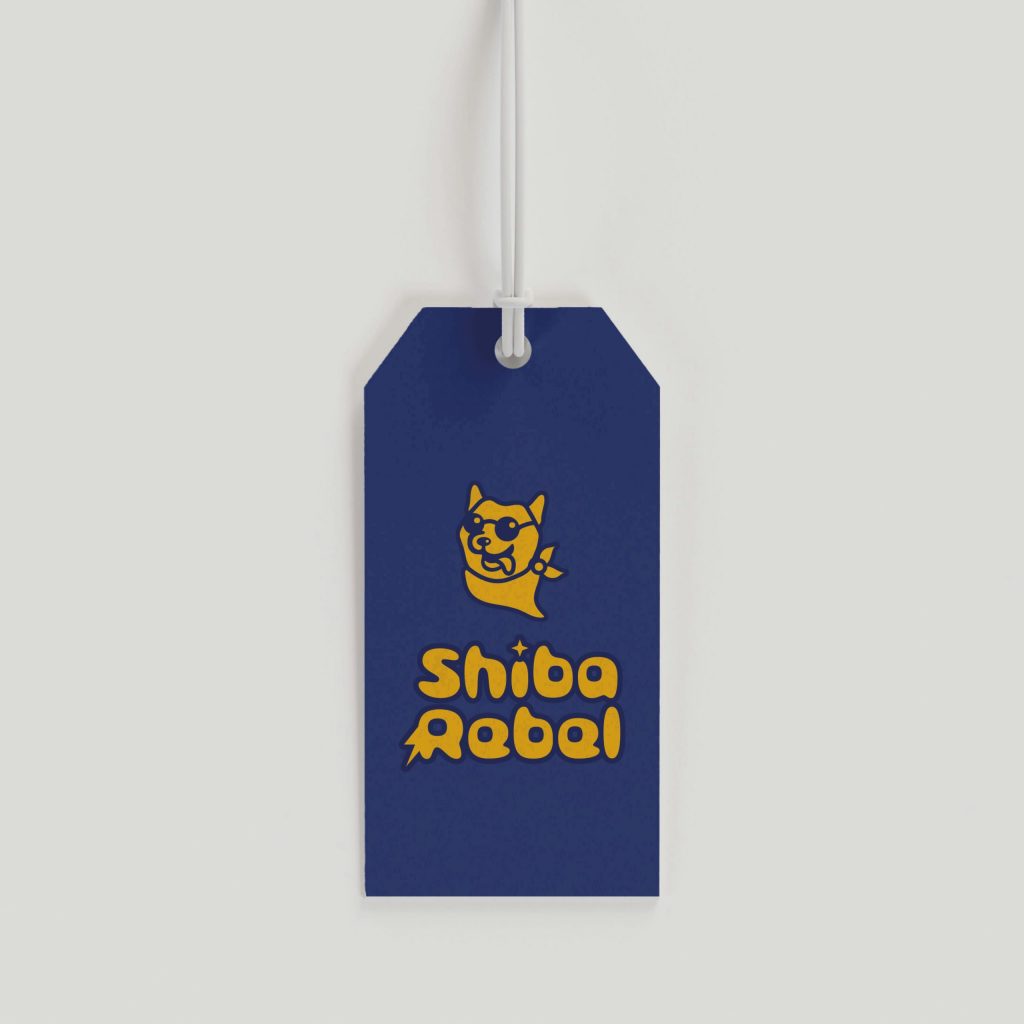 Etikett Design für Shiba Rebel: Dunkelblaues Karton darauf das Logo | Kremer Signature Design