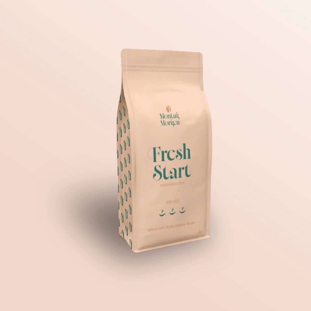 Branddesign Verpackung für Kaffeebohnen für Montagmorgen Café Coworking | Kremer Signature Design