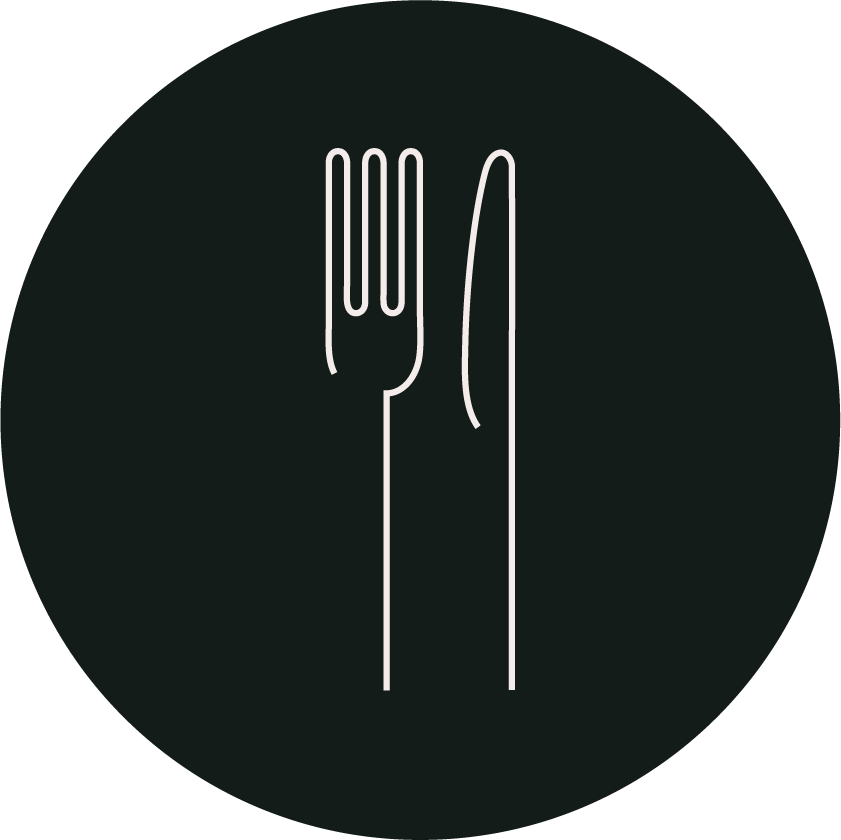 Social Media Highlight Icon für Restaurant darauf zu sehen ist ein Messer und eine Gabel auf einem dunkelgrünem Kreis. | Kremer Signature Design